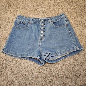Pacsun Mom Short Denim Shorts Women's Size 28 Blue High-Rise Button Fly Boho